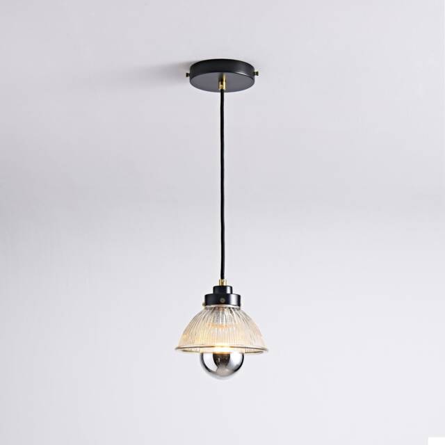 Black Ripple Glass Pendant Light - Modern Hanging Ceiling Fixture For Kitchen Island, Dining Room, Or Entryway - image 1
