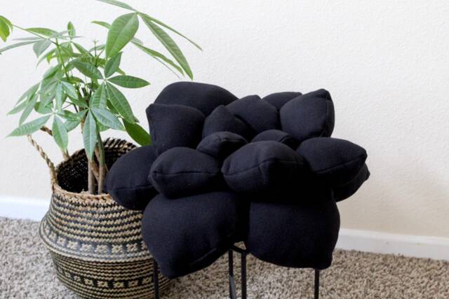 Black Succulent Pillow - Throw Pillow, Accent Cactus Home Decor, Pillows - image 1