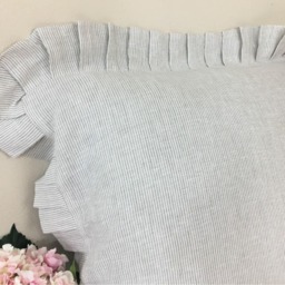 Linen Ticking Striped Sham Cover With Pleated Ruffles, Exquisite Pillow Cover - thumbnail 4