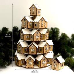 24 Days Christmas Countdown Advent Calendar, House Ornament, Decoration, Wooden Ornaments For Home, Decor - thumbnail 4