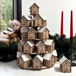 24 Days Christmas Countdown Advent Calendar, House Ornament, Decoration, Wooden Ornaments For Home, Decor - thumbnail 1