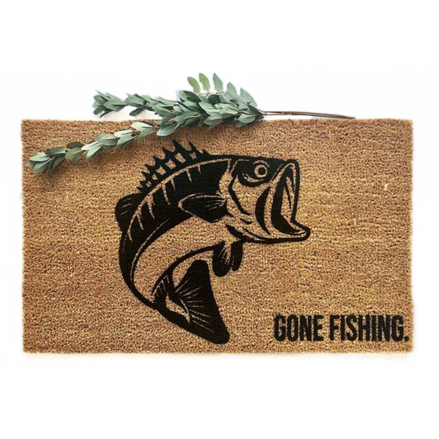 Gone Fishing Doormat - Fathers Day Gift Gift For Him Lover Funny Welcome Mat Cabin Decor Outdoor Porch - image 1