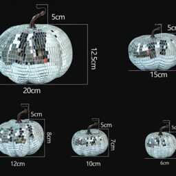 Mirror Tile Disco Pumpkin Sparkly Halloween Mantel Decor - thumbnail 3