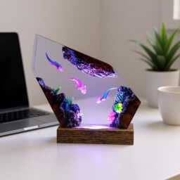 Axolotl Resin Lamp, Handmade Ocean Desk Night Light - thumbnail 2