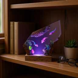 Axolotl Resin Lamp, Handmade Ocean Desk Night Light - thumbnail 3
