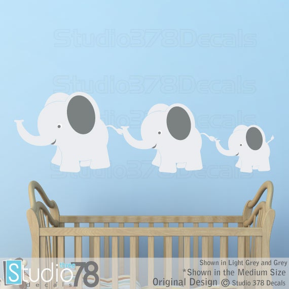 Elephant Family Vinyl Wall Decal - Safari Nursery Decor - image 1