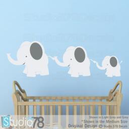 Elephant Family Vinyl Wall Decal - Safari Nursery Decor - thumbnail 1