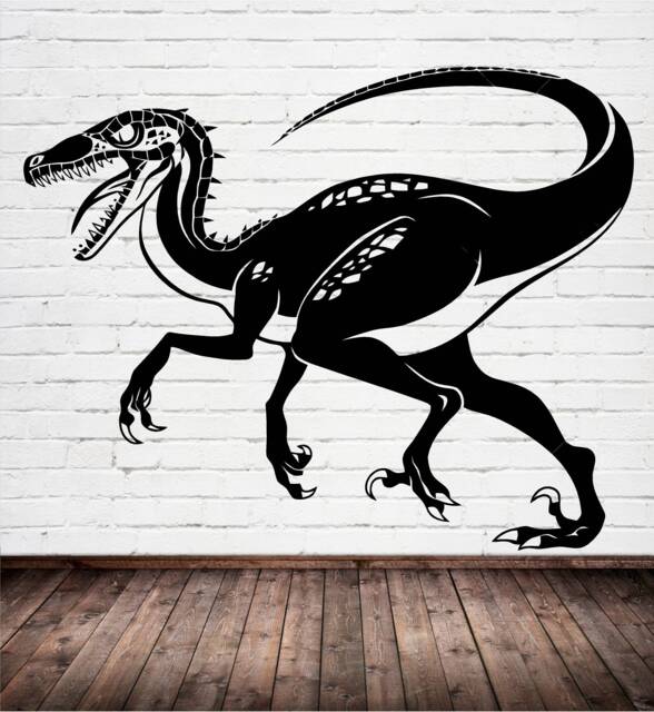Velociraptor Dinosaur Sticker, Vinyl Wall Art Sticker, Transfer, Mural, Stencil, Easy To Apply, Instructions Included, Matt Finish - image 1