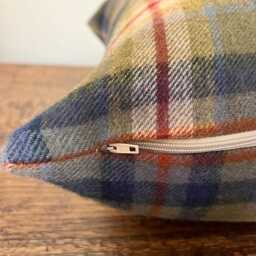 1172. Green Blue Check Tweed Cushion Cover, 100% Wool, Various Sizes - thumbnail 2