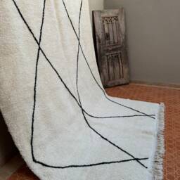 Handknotted Beni Ourain Rug 7x10 White Lamb Wool Moroccan - thumbnail 2