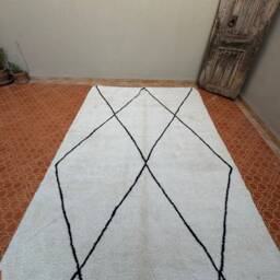 Handknotted Beni Ourain Rug 7x10 White Lamb Wool Moroccan - thumbnail 3