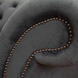 British Handmade Graphite Grey Velvet 3.5 Seater Chesterfield Sofa - Reflex Foam Cushion Seat - thumbnail 3
