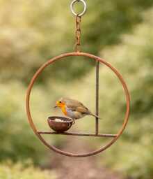 Rusty Metal Abstract Hanging Bird Feeder