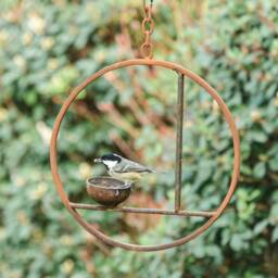 Rusty Metal Abstract Hanging Bird Feeder - thumbnail 2