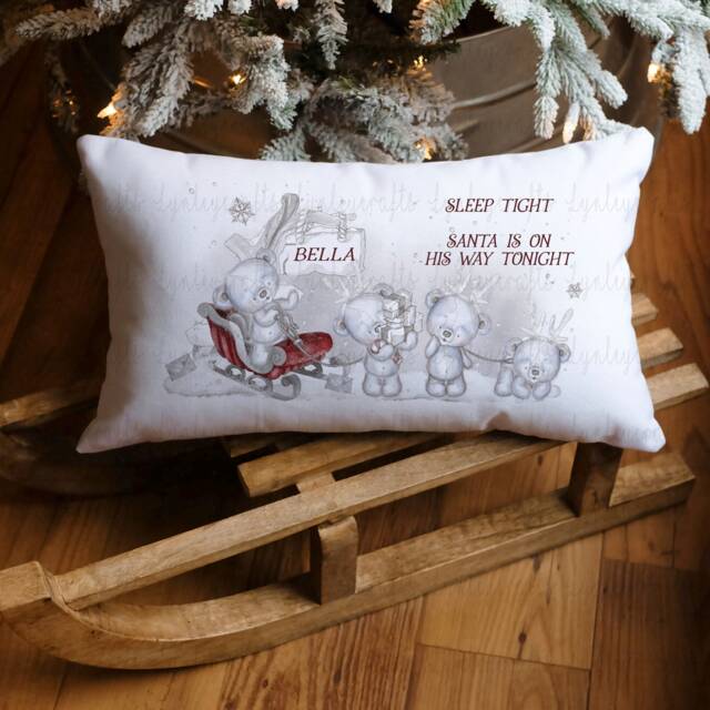 Christmas Eve Polar Bear Pillow Case, Personalised Sleeping Pillow, Box Fillers, Bedding For Children - image 1