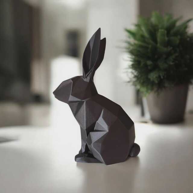 Minimalist Low Poly Rabbit Sculpture Modern Geometric Decor - image 1