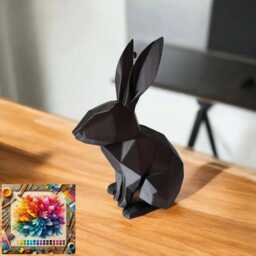 Minimalist Low Poly Rabbit Sculpture Modern Geometric Decor - thumbnail 2