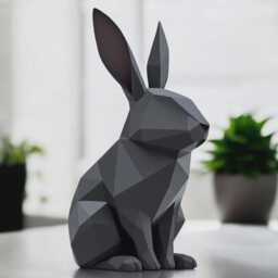 Minimalist Low Poly Rabbit Sculpture Modern Geometric Decor - thumbnail 3