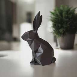 Minimalist Low Poly Rabbit Sculpture Modern Geometric Decor - thumbnail 1