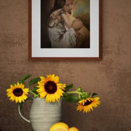 Art Print Of Greyhound With Jesus, Whippet Dog Print - thumbnail 3