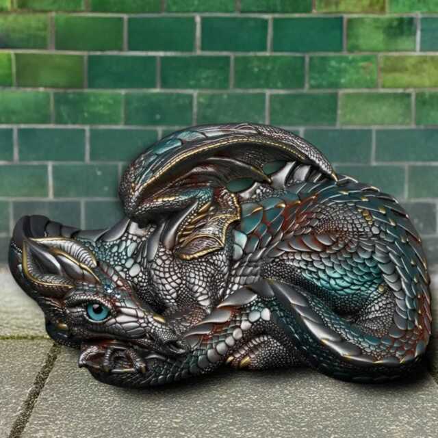 Fantasy Concrete Dragon Figurin Stone Garden Sculpture Outdoor Wild Animal Ornament Handcrafted Cement Art Dragon Lover Gift - image 1
