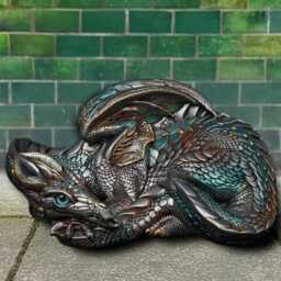 Fantasy Concrete Dragon Figurin Stone Garden Sculpture Outdoor Wild Animal Ornament Handcrafted Cement Art Dragon Lover Gift