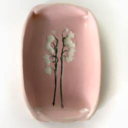 Lily Of The Valley Ceramic Dish Pink Botanical Pottery, Spoon Rest - thumbnail 4