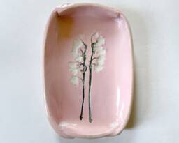 Lily Of The Valley Ceramic Dish Pink Botanical Pottery, Spoon Rest