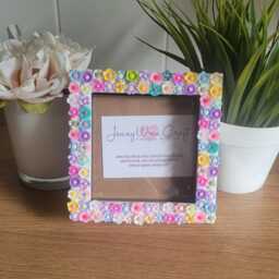 Colourful Resin Flowers Square Photo Frame 4 X Inches - thumbnail 1