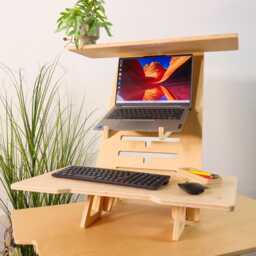 Plywood Standing Desk Converter Adjustable Laptop Stand, Home Office Workstation