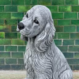 Concrete Spaniel Figurine Stone Dog Statue Cement Memorial Sculpture Outdoor Pet Ornament Yard Art Cocker Spaniel Decoration Lover Gift - thumbnail 2