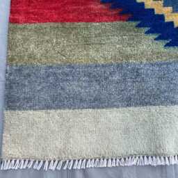 Colorful Geometric Chobi Rug 80x135 cm, Striped Afghan Kilim Style Wool Rug, Small Southwest Area Vibrant Entryway Accent Mat - thumbnail 4