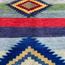 Colorful Geometric Chobi Rug 80x135 cm, Striped Afghan Kilim Style Wool Rug, Small Southwest Area Vibrant Entryway Accent Mat - thumbnail 3