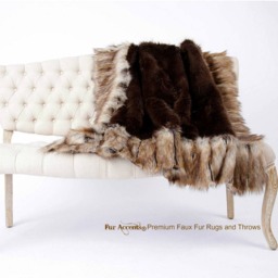 Brown Shag Faux Fur Throw Blanket - Light Fox Border, Minky Lining - thumbnail 3