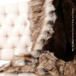 Brown Shag Faux Fur Throw Blanket - Light Fox Border, Minky Lining - thumbnail 2
