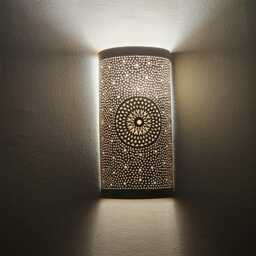 Moroccan Brass Wall Sconce Handcrafted Lamp, Global Design - thumbnail 2