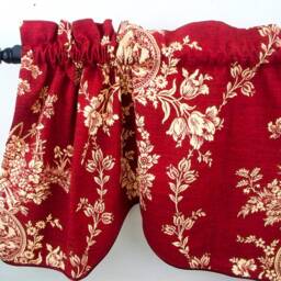 Window Red Valances French Country House , Scallop Valances, Rod Pocket Kitchen, Piping Burgundy Bedroom Bathroom Curtains Wide Treatment - thumbnail 4