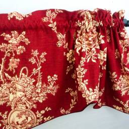 Window Red Valances French Country House , Scallop Valances, Rod Pocket Kitchen, Piping Burgundy Bedroom Bathroom Curtains Wide Treatment - thumbnail 3