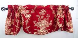 Window Red Valances French Country House , Scallop Valances, Rod Pocket Kitchen, Piping Burgundy Bedroom Bathroom Curtains Wide Treatment - thumbnail 1