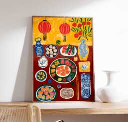 Chinese Food Poster, Asian Print, Oriental Decor, Dinner Table Kitchen Gift - thumbnail 1