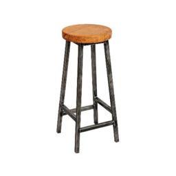 Chunky Square Frame Bar Stool With Oak Seat - Charlie Broadoak Industrial Stools