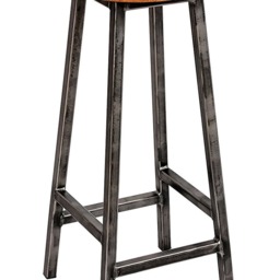 Chunky Square Frame Bar Stool With Oak Seat - Charlie Broadoak Industrial Stools - thumbnail 2