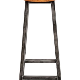Chunky Square Frame Bar Stool With Oak Seat - Charlie Broadoak Industrial Stools - thumbnail 3