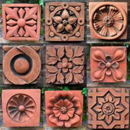 Victorian Decorative Brick Copy Of Antique Terracotta Wall Tile - Single Leaf Motif - thumbnail 2