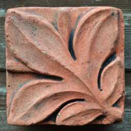 Victorian Decorative Brick Copy Of Antique Terracotta Wall Tile - Single Leaf Motif - thumbnail 3