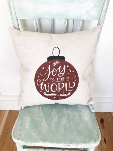 Linen Christmas Pillow Cover Joy To The World, Farmhouse Decor - image 1