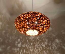 Bamboo Oval Pendant Light Wild Romantic Lighting Fixture - 23.5''