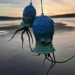 Mermaid Mom & Baby Octopus, Hanging Air Planters - thumbnail 2