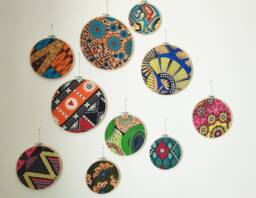Wax Fabric Wall Decoration, Embroidery Hoop, Various Sizes, Pattern & Size Of Your Choice - thumbnail 1