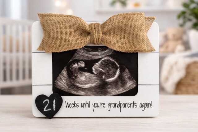 Pregnancy Announcement For Grandparents Frame Grandparent Reveal Gift Custom Ultrasound Countdown Weeks Until Again - image 1